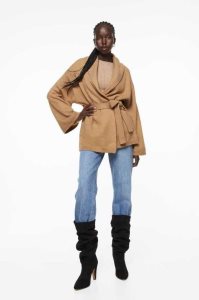H&M Fine-knit CardiganTie Belt Pullover Damen Dunkelbeige | SNR-763549