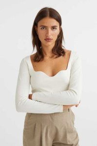 H&M Fitted Jersey Oberteile Damen Schwarz | PMV-026875