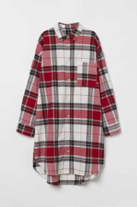 H&M Flannel Nightshirt Nachtwäsche Damen Rot | HIJ-453107