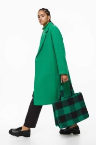 H&M Flannel Shopper Tasche Damen Dunkelblau | SHM-810496