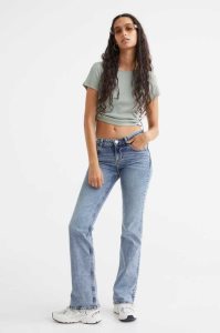 H&M Flare Low Jeans Damen Dunkelgrau | OAZ-053496