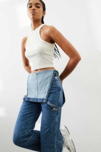 H&M Flared Denim Overalls Jeans Damen Schwarz | NIL-893274