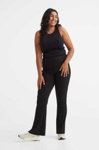 H&M Flared Gerippt Leggings Hose Damen Dunkelbraun | BAL-512806