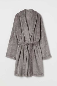 H&M Fleece Bathrobe Nachtwäsche Damen Dunkelgrau | TZD-629104