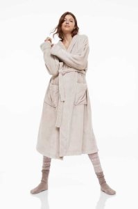 H&M Fleece Bathrobe Nachtwäsche Damen Rot | YSU-714083