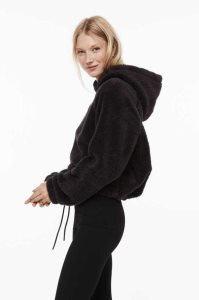 H&M Fleece Hoodie Damen Hellbeige | NWS-241037