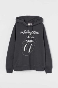 H&M Flock-print Hoodie Damen Dunkelgrau | ONX-625917