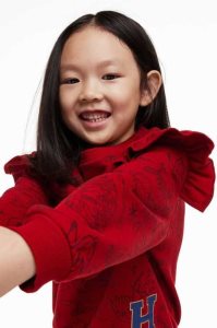 H&M Flounce-trimmed Hemd Kinder Rot | OUF-593120