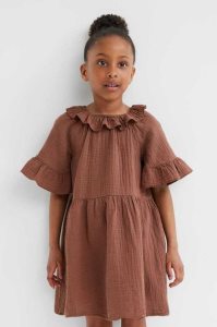 H&M Flounced Double-weave Kurzes Kleid Kinder Dunkelbraun | ZOD-189740