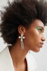 H&M Flower-shaped Rhinestone Ohrringe Damen Silber | ADN-825947