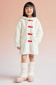 H&M Fluffy CoatEar Appliques Oberbekleidung Kinder Beige Weiß | UGM-391824
