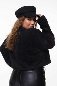 H&M Fluffy Pullover Damen Schwarz | VLN-659047
