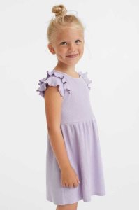 H&M Flutter-sleeved Baumwoll Kurzes Kleid Kinder Hellgrün | OLQ-321506