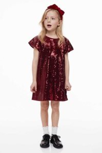 H&M Flutter-sleeved Kurzes Kleid Kinder Gold | FYE-096573