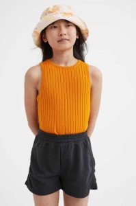 H&M Gathered Kurze Hose Kinder Dunkelgrau | TNA-862901