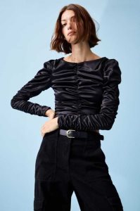 H&M Gathered Oberteile Damen Rot | ASY-012486