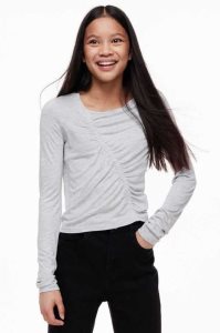 H&M Gathered Top Jersey Kinder Hellgrau | JHF-309784