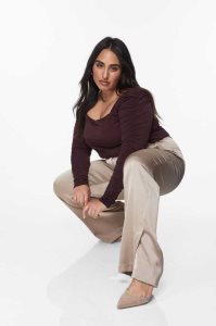 H&M Gathered-sleeve Jersey Oberteile Damen Bordeaux | PFY-192608