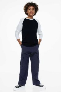H&M Gefütterte Baumwoll Cargo Hose Kinder Navy Blau | MKF-654037
