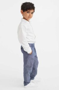 H&M Gerade Fit Baumwoll Chinos Hose Kinder Dunkelblau | MST-469132