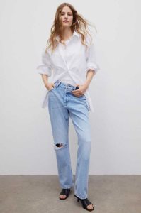 H&M Gerade High Jeans Damen Hellblau | KMG-189625