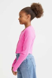 H&M Gerippt Baumwoll Cardigan Jersey Kinder Dunkelgelb | BNG-561940