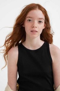 H&M Gerippt Baumwoll Tank Oberteile Kinder Weiß | SMQ-214368