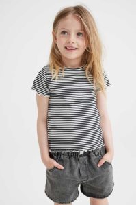 H&M Gerippt Baumwoll Top Jersey Kinder Hellrosa | TXM-075491