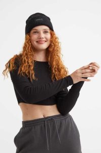 H&M Gerippt Crop Oberteile Damen Dunkelblau | KVM-159732