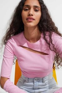 H&M Gerippt Cut-out Oberteile Damen Weiß | FIC-047568