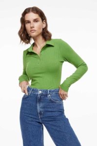H&M Gerippt Jersey Bodysuit Oberteile Damen Grün | PGS-140783