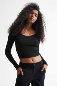 H&M Gerippt Jersey Oberteile Damen Hellblau | BLG-314725