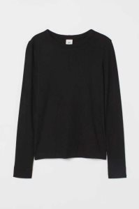 H&M Gerippt Modal-blend Oberteile Damen Schwarz | XHY-430981