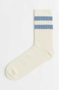 H&M Gerippt Socken Herren Weiß Blau | EZA-243796
