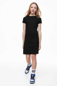H&M Gerippt T-shirt Kurzes Kleid Kinder Hellkhaki Grün | FNC-192450