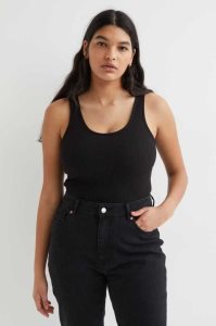 H&M Gerippt Tank Oberteile Damen Blau | CXK-325610