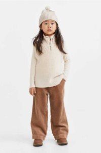 H&M Gerippt Wolle Vest Pullover Kinder Beige Weiß | MGP-756801
