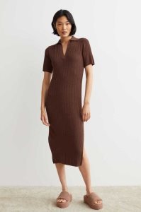 H&M Gerippt dress Loungewear Damen Braun | IAB-705693