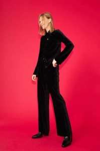 H&M Gerippt velour trousers Hose Damen Schwarz | HVP-978201