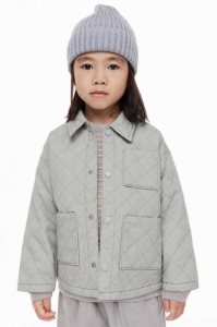 H&M Gesteppt Baumwoll Hemd Kinder Hellgrau | HUA-507628