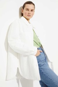 H&M Gesteppt Shacket Jacke Damen Weiß | DVQ-046157