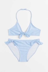 H&M Halterneck Bikini Bademode Kinder Hellblau | AZM-243175