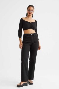 H&M High Taille Twill Hose Damen Schwarz | XMB-970645