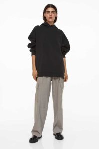 H&M Hoodie Damen Grau | USR-502347