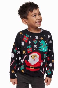 H&M Jacquard-knit Baumwoll Pullover Kinder Dunkelblau | ATW-178460