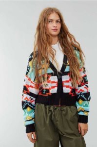 H&M Jacquard-knit Crop Cardigan Pullover Damen Schwarz | QID-539087
