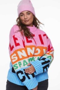 H&M Jacquard-knit Pullover Damen Rosa Weiß | PME-820456