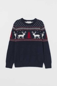 H&M Jacquard-knit Pullover Kinder Dunkelblau | QNT-184509