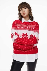 H&M Jacquard-knit Pullover Kinder Rot | FGI-497026
