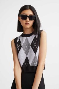 H&M Jacquard-knit Vest Pullover Damen Schwarz | CMO-189365
